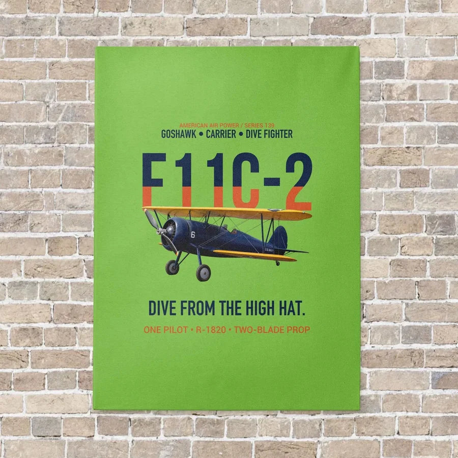 F11C-2 Goshawk Dive from the High Hat vertical canvas print - no frame - light green background
