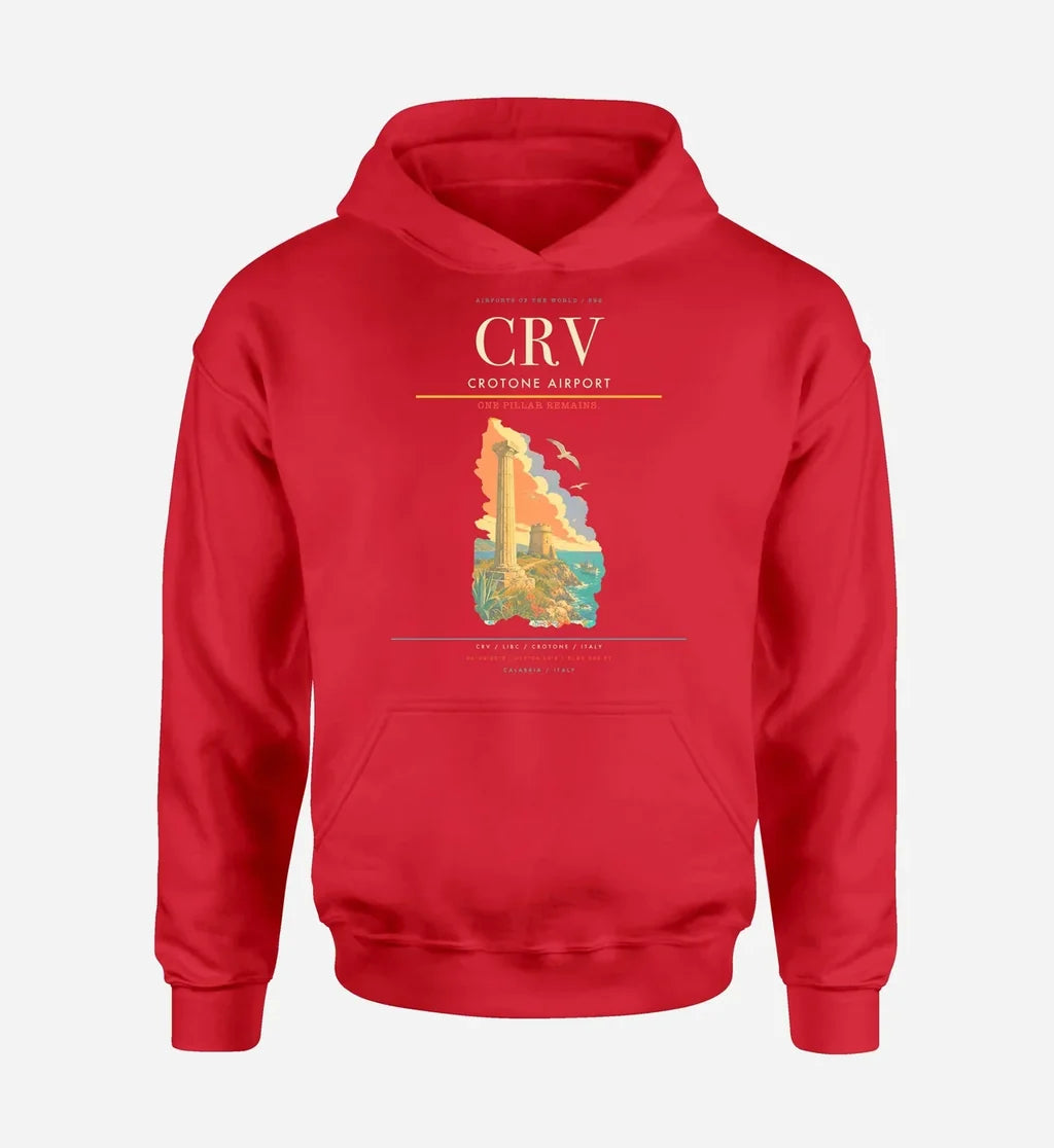 Crotone Airport (CRV) design on red hoodie single-side print