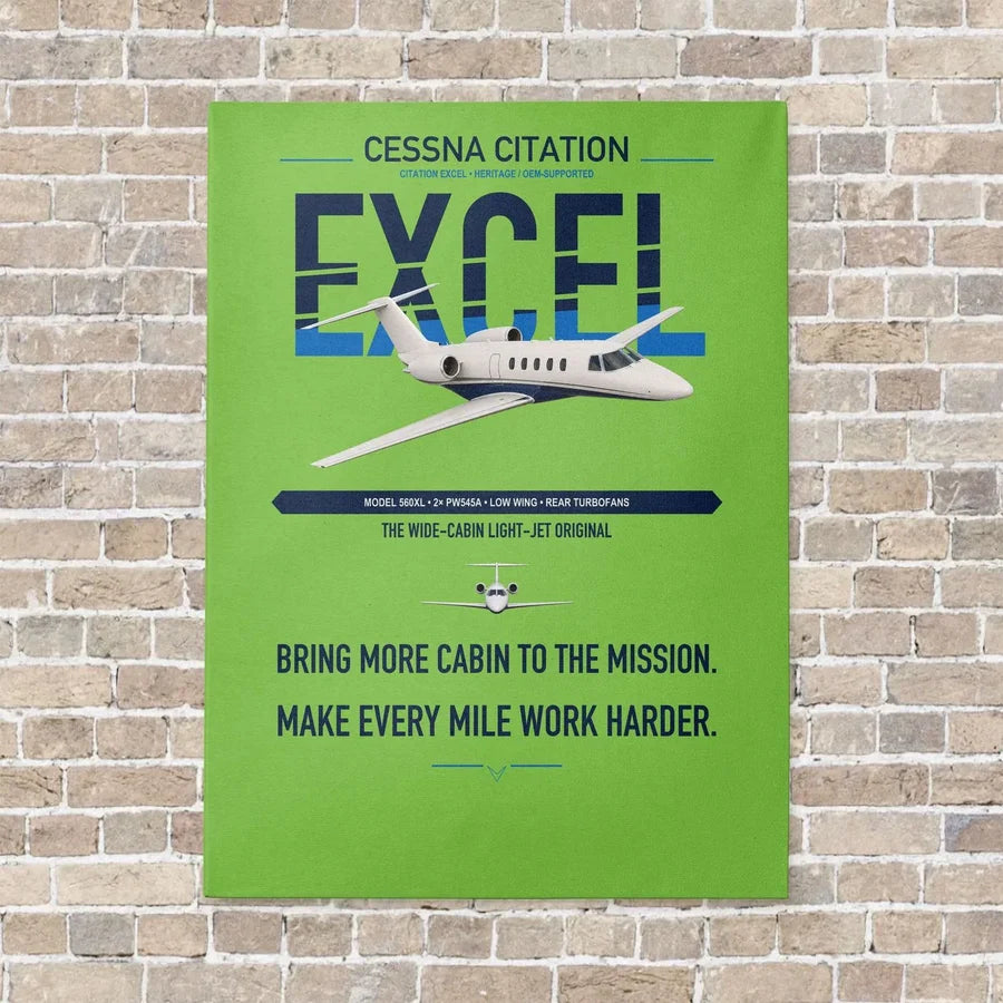 Cessna Citation Excel vertical canvas print - no frame - light green background
