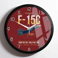 Thumbnail for F-15C Eagle design on dark red framed wall clock