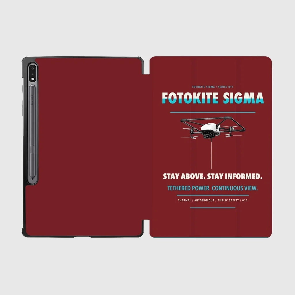 Fotokite Sigma design on dark red samsung tablet tablet case