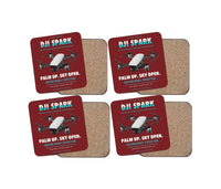 Thumbnail for DJI Spark design on dark red 4 pieces set coaster