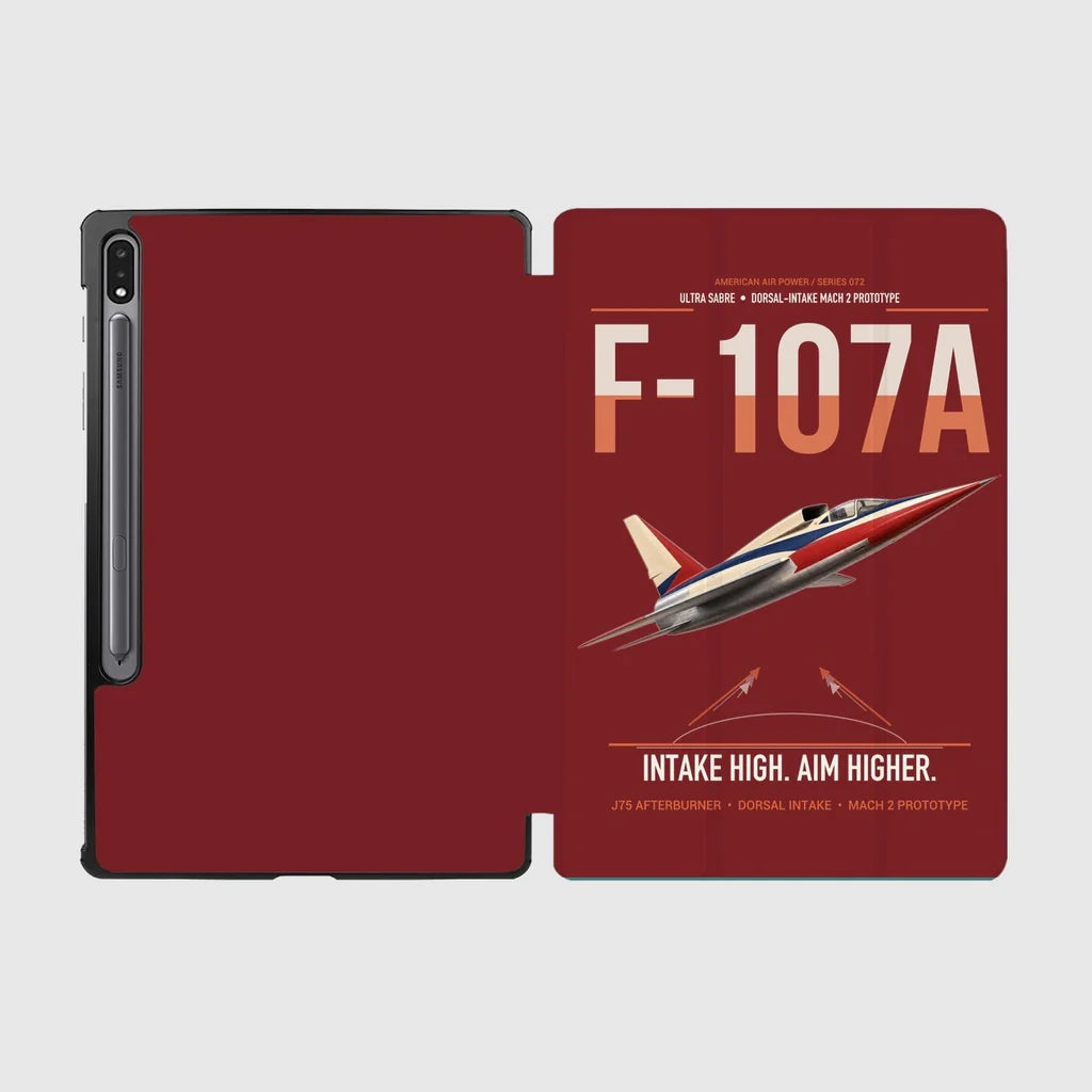F-107A Ultra Sabre design on dark red samsung tablet tablet case
