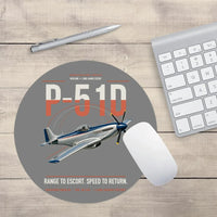 Thumbnail for P-51D Mustang design on gray round mouse pad