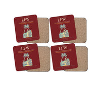 Thumbnail for Lome-Tokoin International Airport (LFW) design on dark red 4 pieces set coaster