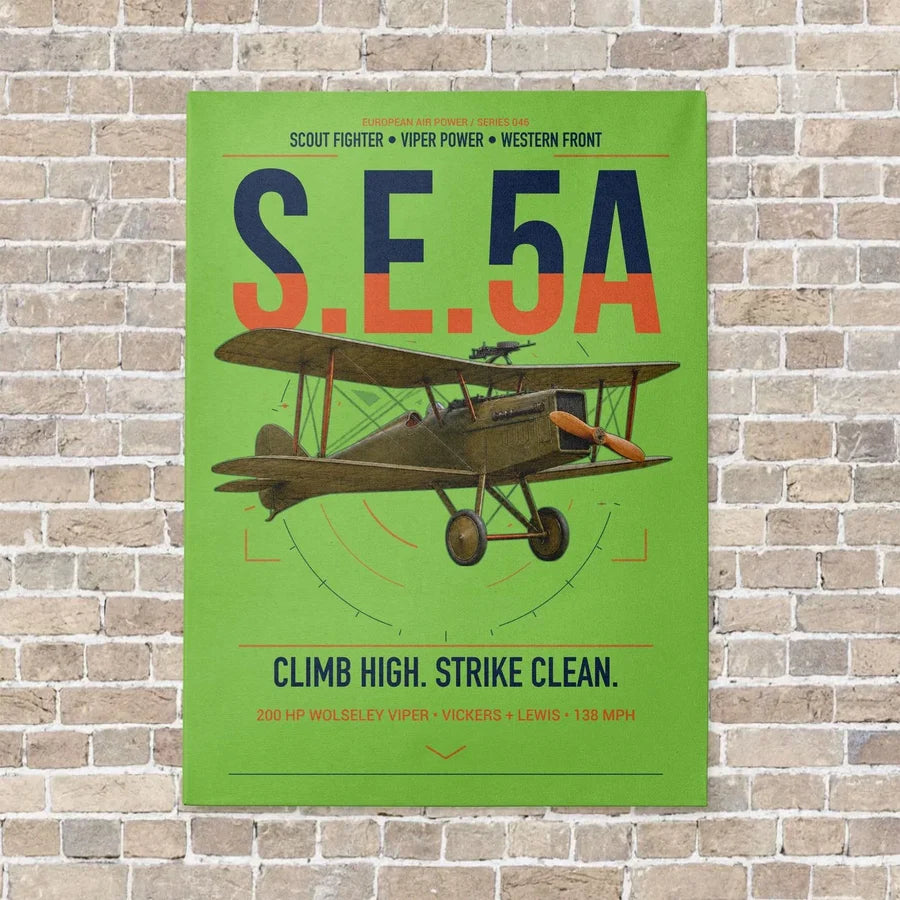 Royal Aircraft Factory S.E.5a vertical canvas print - no frame - light green background