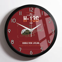 Thumbnail for Bell H-13G Sioux design on dark red framed wall clock