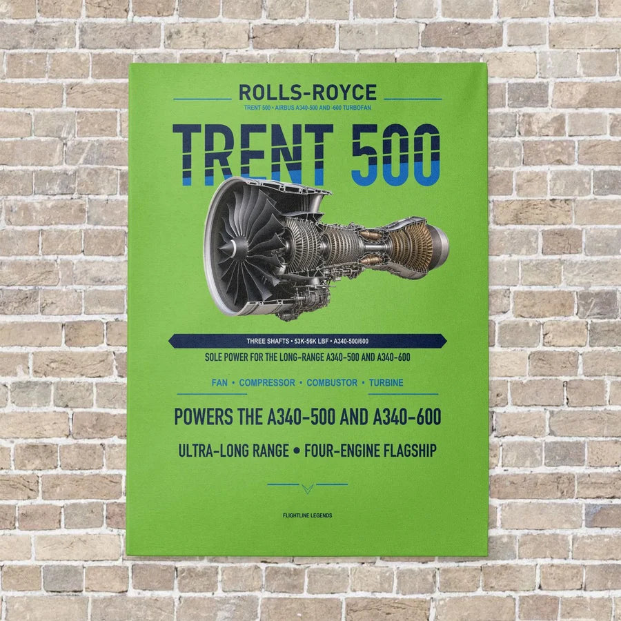 TRENT 500 vertical canvas print - no frame - light green background