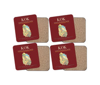 Thumbnail for Kokkola-Pietarsaari Airport (KOK) design on dark red 4 pieces set coaster