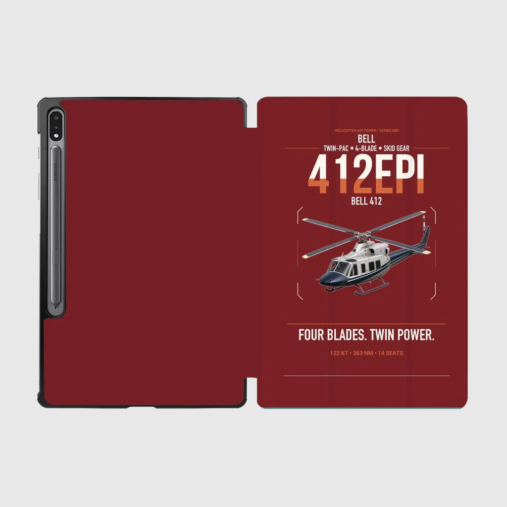 Bell 412EPI design on dark red samsung tablet tablet case