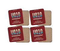 Thumbnail for Airbus U010 Aliaca VTOL design on dark red 4 pieces set coaster