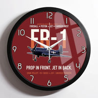 Thumbnail for FR-1 Fireball Prop in Front Jet in Back design on dark red framed wall clock
