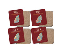 Thumbnail for Tbilisi International Airport (TBS) design on dark red 4 pieces set coaster