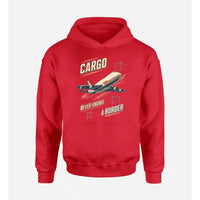 Thumbnail for SIGNAL 581 - Cargo Never Knows A Border design on red hoodie single side