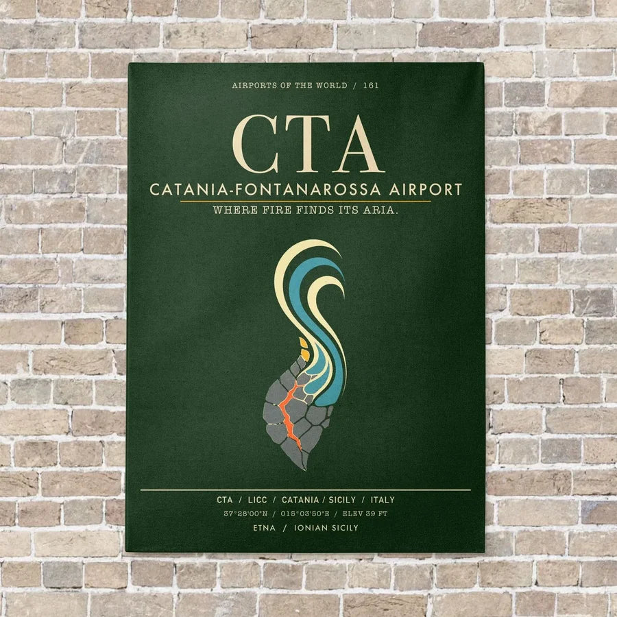Catania-Fontanarossa Airport CTA - Canvas Framed - Dark Green