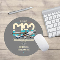 Thumbnail for Cessna 182 Skylane design on gray round mouse pad