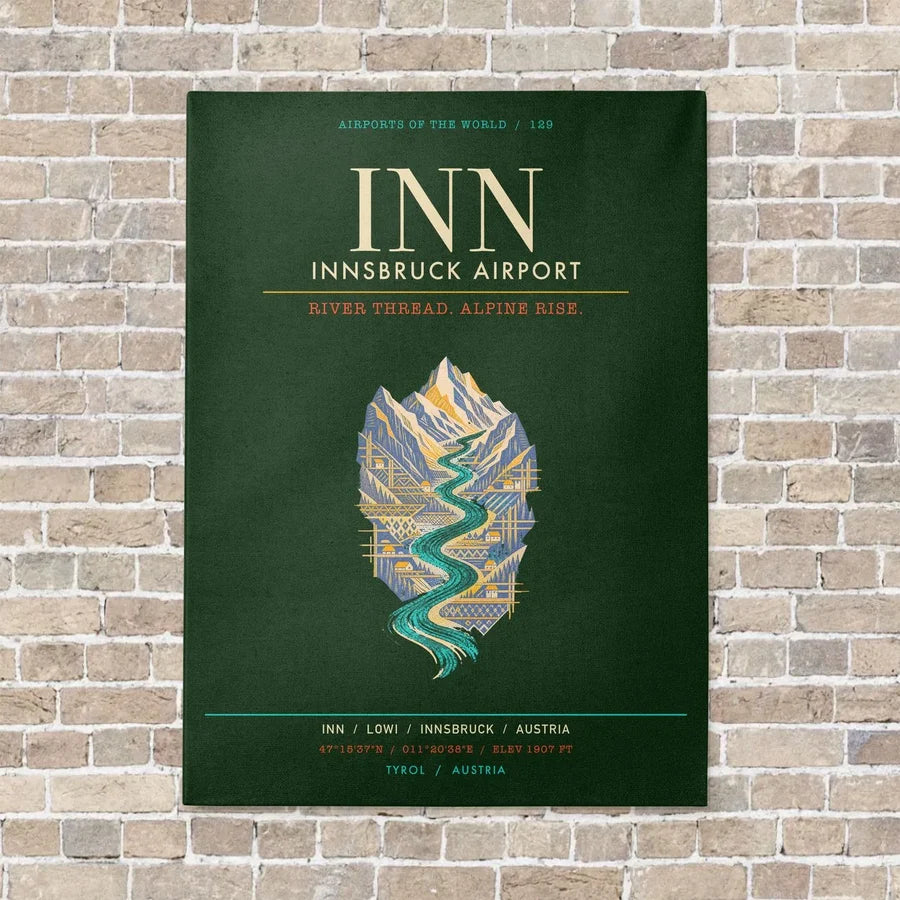 Innsbruck Airport INN - Canvas Framed - Dark Green