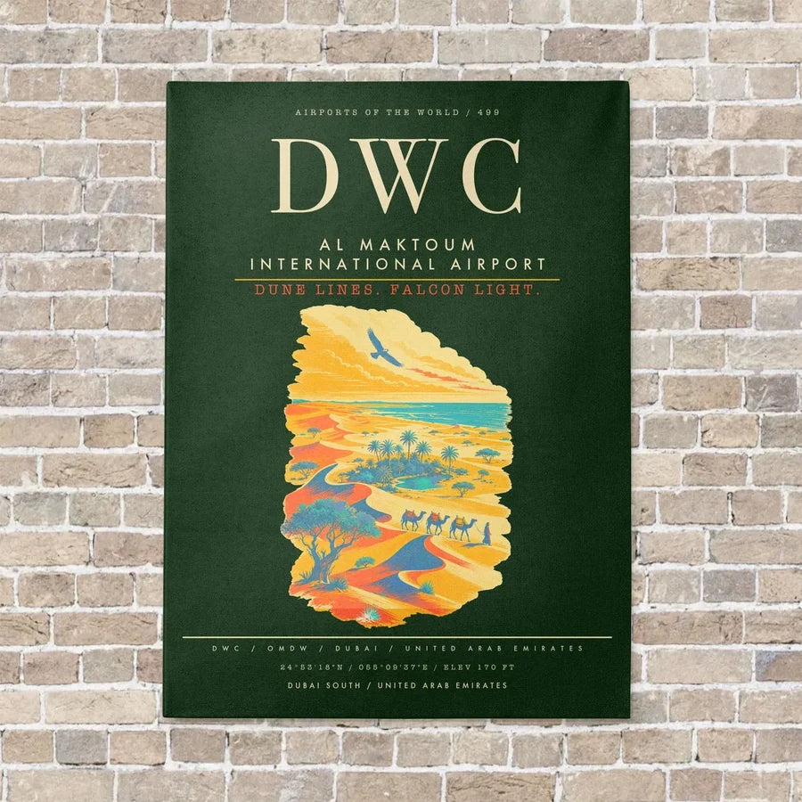 Al Maktoum International Airport DWC - Canvas Framed - Dark Green