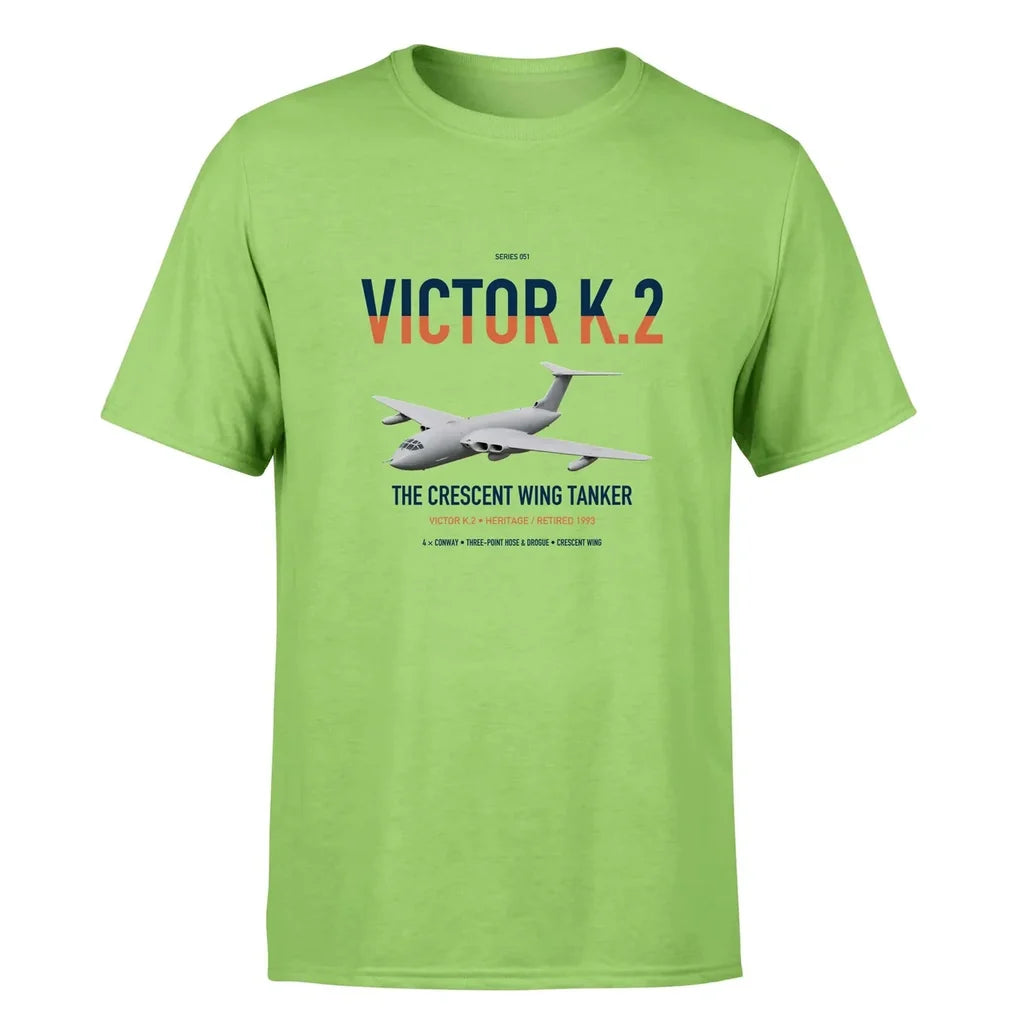 Handley Page Victor K.2 design on light green double-side t-shirt, single-side print