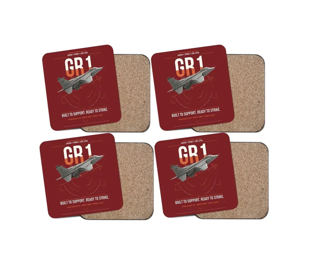 SEPECAT Jaguar GR1 design on dark red 4 pieces set coaster
