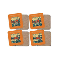 Thumbnail for The Trapper's Taxi - Designed Coasters design on orange 4-pieces-set