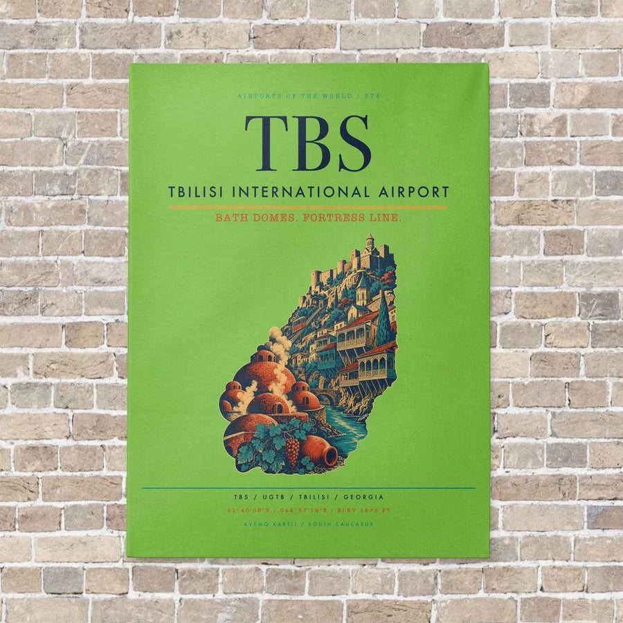 Tbilisi International Airport TBS vertical canvas print - no frame - light green background