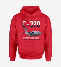 Thumbnail for C-390 Millennium design on red double-side hoodie, single-side print