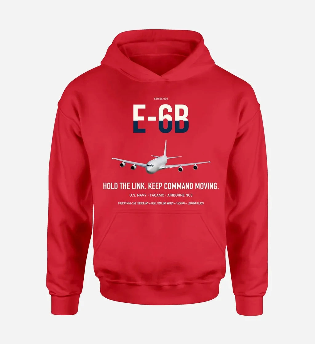 E-6B Mercury design on red double-side hoodie, single-side print