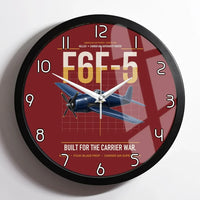 Thumbnail for F6F-5 Hellcat design on dark red framed wall clock