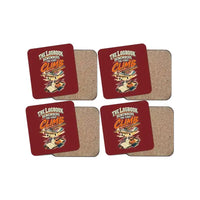 Thumbnail for The Logbook Remembers The First Climb design on dark red 4 pieces set coaster