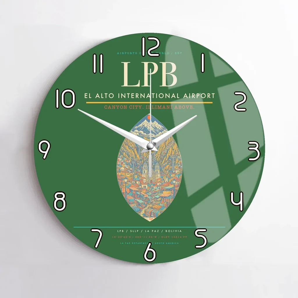 El Alto International Airport LPB Wall-Clock No-Frame - Green