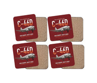 Thumbnail for C-46D Commando design on dark red 4 pieces set coaster