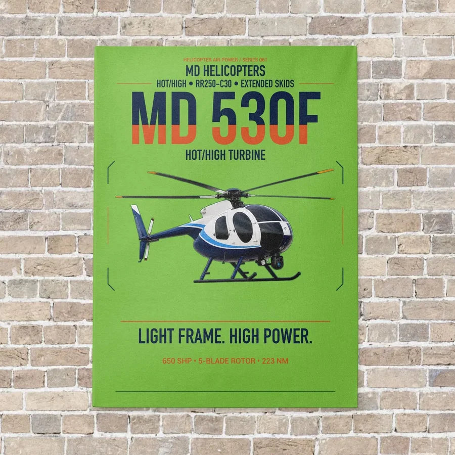 MD Helicopters MD 530F vertical canvas print - no frame - light green background