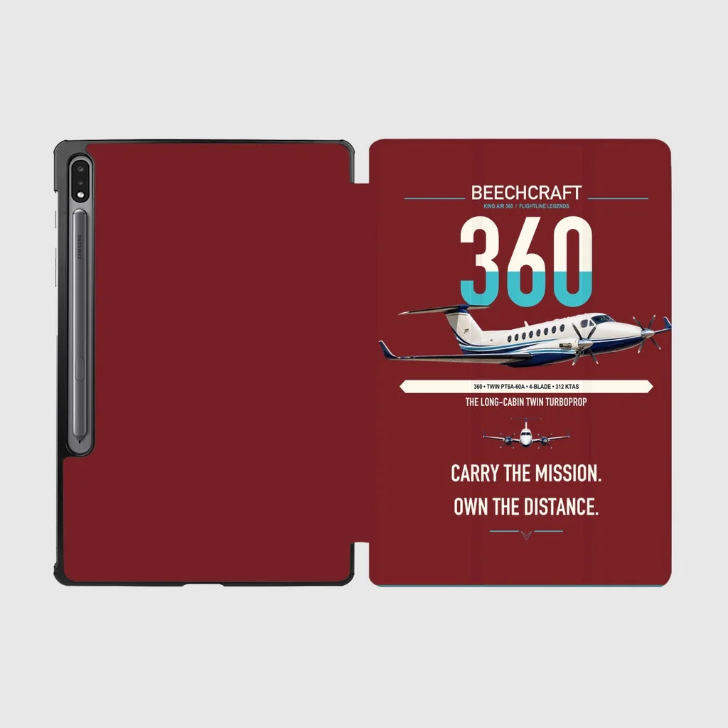 Beechcraft King Air 360 design on dark red samsung tablet tablet case
