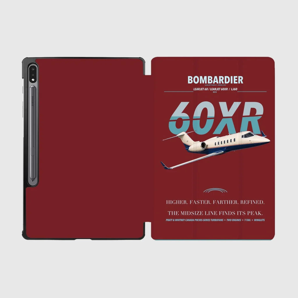Bombardier Learjet 60XR design on dark red samsung tablet tablet case