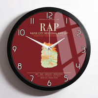 Thumbnail for Rapid City Regional Airport (RAP) design on dark red framed wall clock