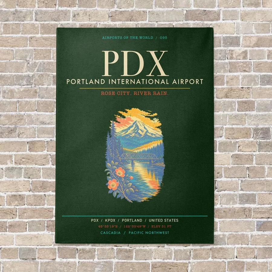 Portland International Airport PDX - Canvas Framed - Dark Green