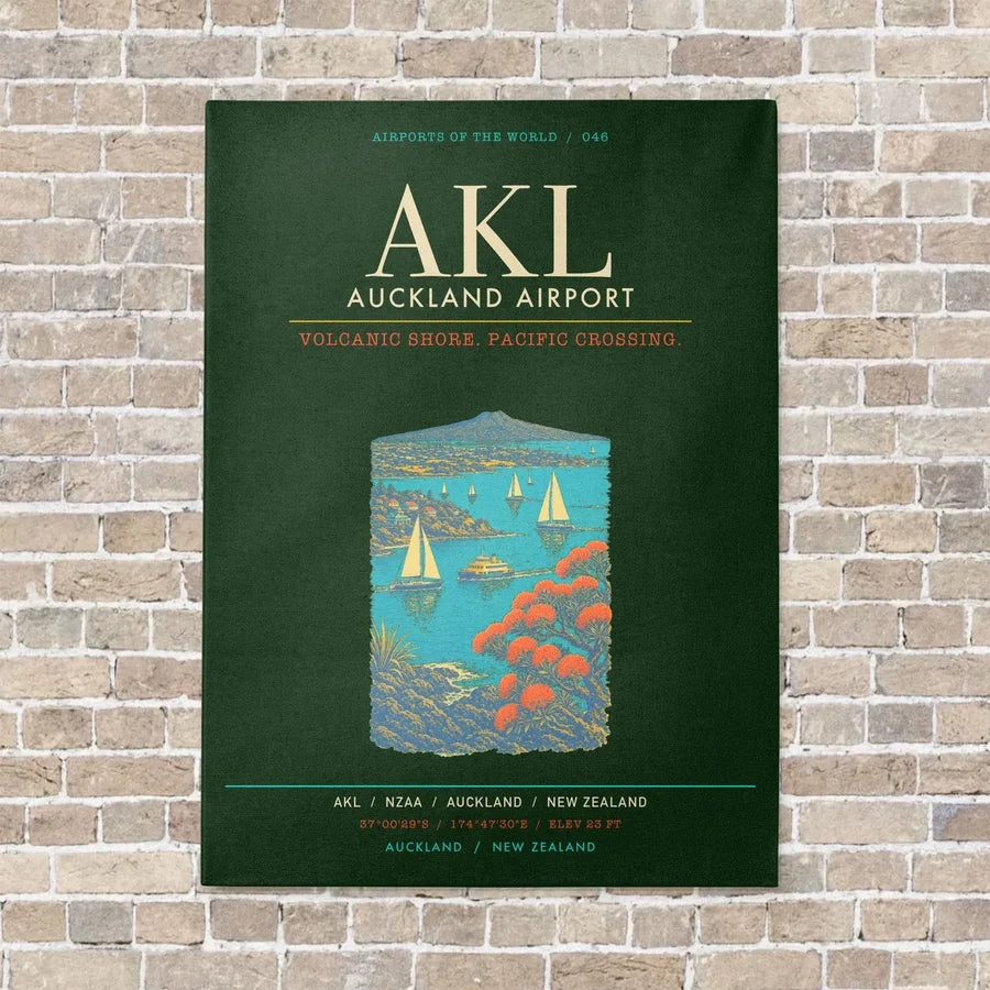 Auckland Airport AKL - Canvas Framed - Dark Green