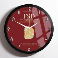 Thumbnail for Sioux Falls Regional Airport Joe Foss Field (FSD) design on dark red framed wall clock