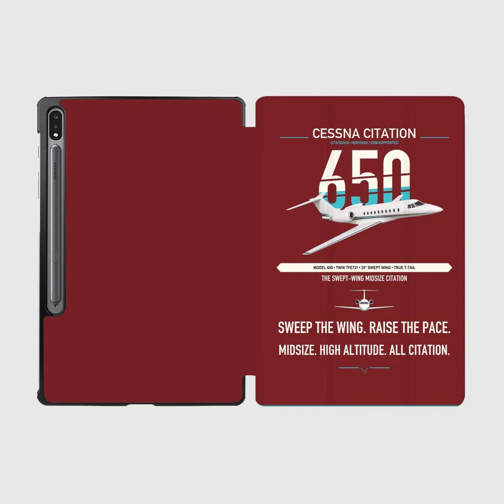 Cessna Citation 650 - Citation III design on dark red samsung tablet tablet case