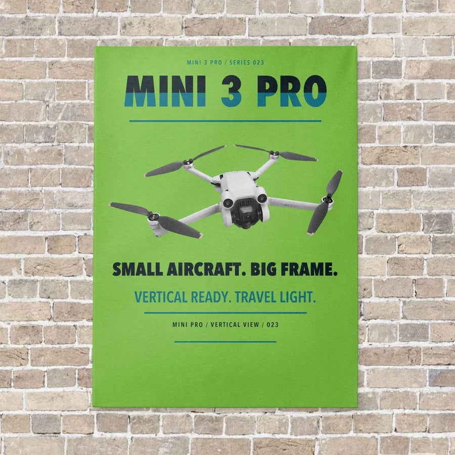 DJI Mini 3 Pro vertical canvas print - no frame - light green background
