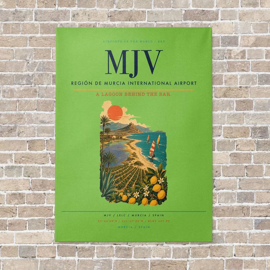 Región de Murcia International Airport MJV vertical canvas print - no frame - light green background