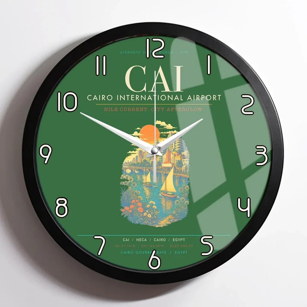 Cairo International Airport CAI Wall-Clock Framed - Green