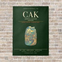 Thumbnail for Akron-Canton Airport CAK - Canvas Framed - Dark Green