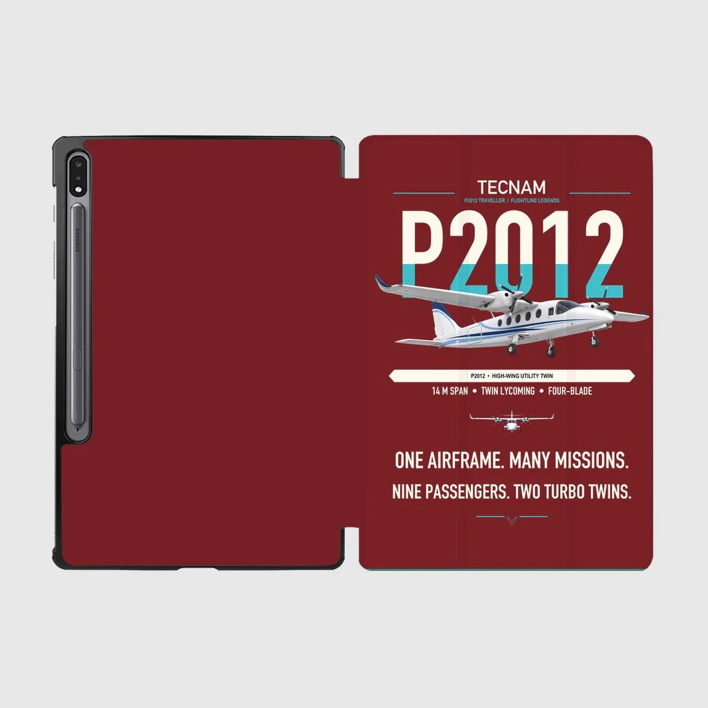 Tecnam P2012 Traveller design on dark red samsung tablet tablet case