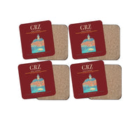 Thumbnail for Graz Airport (GRZ) design on dark red 4 pieces set coaster