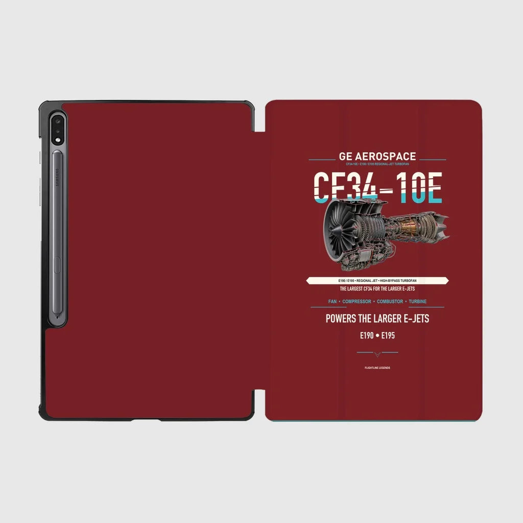 CF34-10E design on dark red samsung tablet tablet case