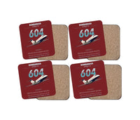 Thumbnail for Bombardier Challenger 604 design on dark red 4 pieces set coaster