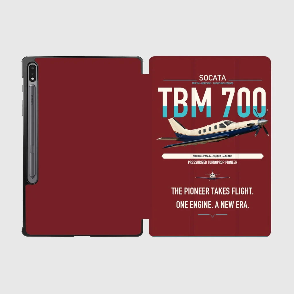 Socata TBM 700 design on dark red samsung tablet tablet case