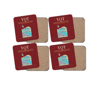 Thumbnail for Thunder Bay International Airport (YQT) design on dark red 4 pieces set coaster